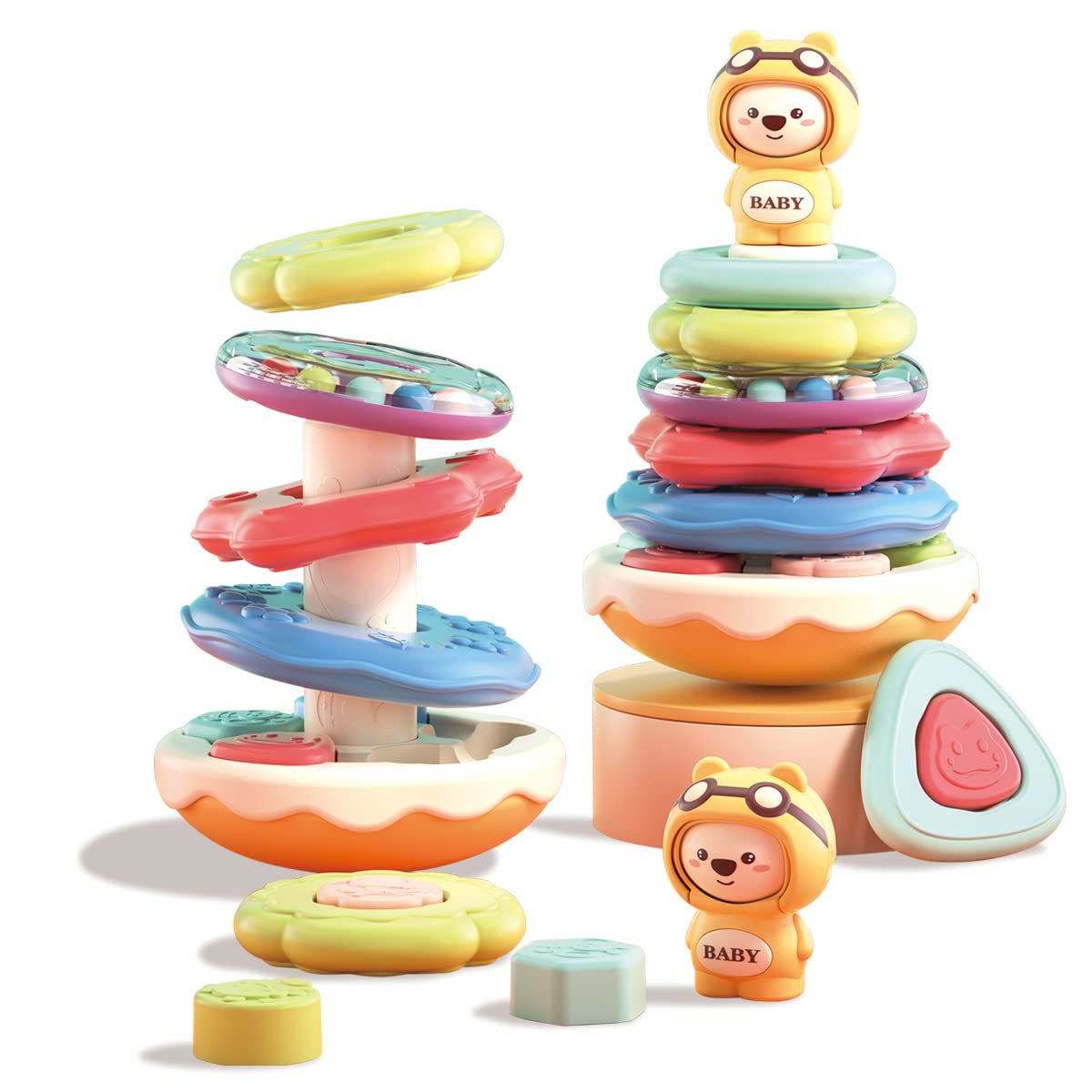 Piramide Argolas Brinquedo Educativo Bebe Musical De Montar MC910